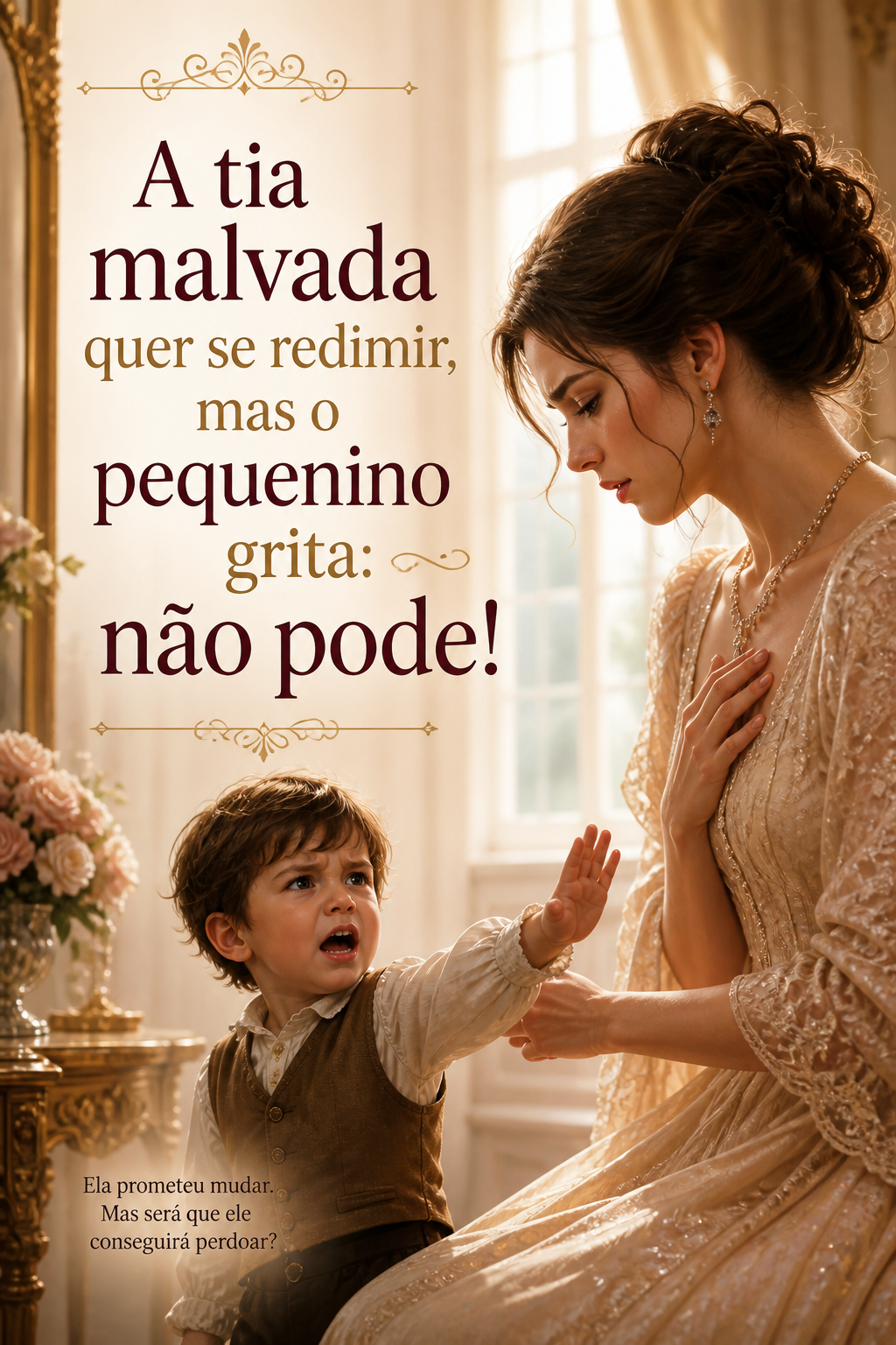 A tia malvada quer se redimir, mas o pequenino grita: não pode!